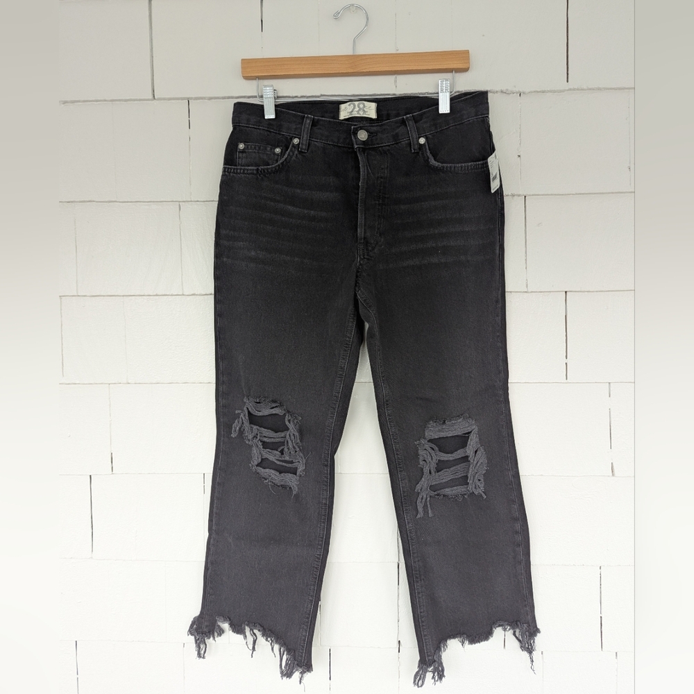 NWT Free People Black Distressed Jeans Size 28